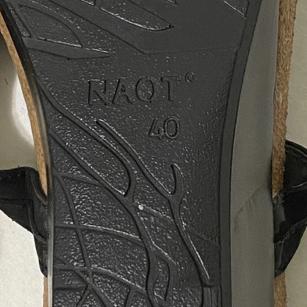Naot Liv Slide Sandals Leather Braided Wedge US Size 9 to 9.5 Hook Loop Strappy